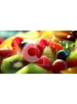 Σετ των 2 Intra Συλλεκτικό Ξύλινο Παζλ Plywood  4mm - Νόστιμο μπολ με φρέσκα φρούτα με ακτινίδιο, φράουλες και σμέουρα Σε Ξύλινο Κουτί - Διαστάσεις: 10x10 cm – 25 κομμάτια