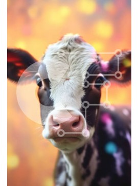 Σετ των 2 Intra Συλλεκτικό Ξύλινο Παζλ Plywood  4mm - Κοντινή όψη του προσώπου μιας αγελάδας με ασπρόμαυρο μοτίβο Σε Ξύλινο Κουτί - Διαστάσεις: 10x10 cm – 25 κομμάτια