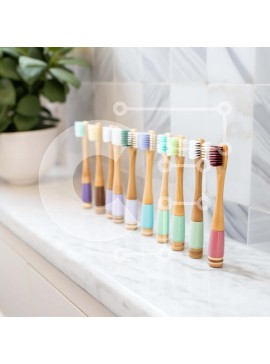 Σετ των 2 Intra Συλλεκτικό Ξύλινο Παζλ Plywood  4mm - Πολύχρωμες ξύλινες οδοντόβουρτσες στον πάγκο Σε Ξύλινο Κουτί - Διαστάσεις: 10x10 cm – 25 κομμάτια