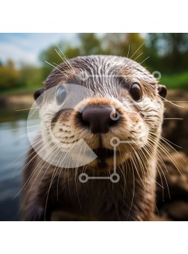 Intra Συλλεκτικό Ξύλινο Παζλ Plywood  4mm - Κοντινό πλάνο του προσώπου μιας ενυδρίδας με καφέ γούνα και φωτεινά καστανά μάτια Σε Ξύλινο Κουτί - Διαστάσεις: 10x10 cm – 25 κομμάτια