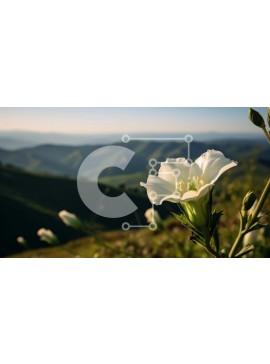 Intra Συλλεκτικό Ξύλινο Παζλ Plywood  4mm - Λευκό λουλούδι στο ορεινό τοπίο Σε Ξύλινο Κουτί - Διαστάσεις: 10x10 cm – 25 κομμάτια