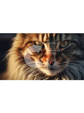 Intra Συλλεκτικό Ξύλινο Παζλ Plywood  4mm - Σοβαρή μακρυμάλλη γάτα με κίτρινα μάτια - φωτογραφία από κοντά Σε Ξύλινο Κουτί - Διαστάσεις: 10x10 cm – 25 κομμάτια