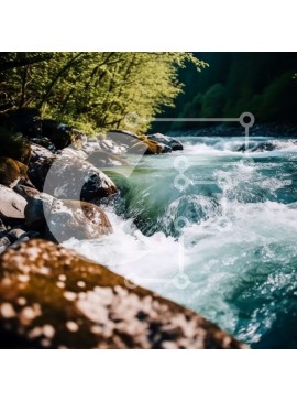 Intra Συλλεκτικό Ξύλινο Παζλ Plywood  4mm - Γαλήνια εικόνα ενός ποταμού που ρέει μέσα από ένα δάσος Σε Ξύλινο Κουτί - Διαστάσεις: 10x10 cm – 25 κομμάτια