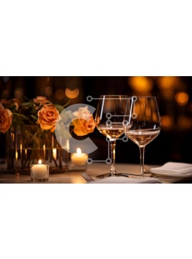 Σετ των 2 Intra Συλλεκτικό Ξύλινο Παζλ Plywood  4mm - Ρομαντικό τραπέζι δείπνου με ποτήρια κρασιού και κερί Σε Ξύλινο Κουτί - Διαστάσεις: 10x10 cm – 25 κομμάτια