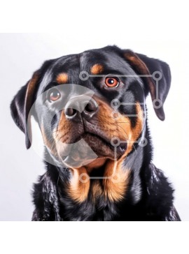 Intra Συλλεκτικό Ξύλινο Παζλ Plywood  4mm - Έντονο κοντινό πλάνο ενός σκύλου ροτβάιλερ Σε Ξύλινο Κουτί - Διαστάσεις: 10x10 cm – 25 κομμάτια