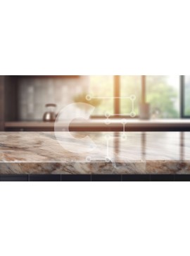 Intra Συλλεκτικό Ξύλινο Παζλ Plywood  4mm - Μαρμάρινος πάγκος κουζίνας με νησίδα από σκούρο ξύλο Σε Ξύλινο Κουτί - Διαστάσεις Puzzle: 10x10 cm – 25 κομμάτια