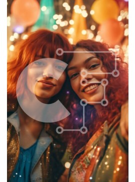 Intra Συλλεκτικό Ξύλινο Παζλ Plywood  4mm - Πολύχρωμη Selfie με ταιριαστά ρούχα και σκηνικό με μπαλόνι Σε Ξύλινο Κουτί - Διαστάσεις Puzzle: 10x10 cm – 25 κομμάτια