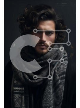 Intra Συλλεκτικό Ξύλινο Παζλ Plywood  4mm - Έντονο πορτρέτο ενός άνδρα με μακριά σγουρά μαλλιά και γένια Σε Ξύλινο Κουτί - Διαστάσεις Puzzle: 10x10 cm – 25 κομμάτια