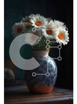 Σετ των 2 Intra Συλλεκτικό Ξύλινο Παζλ Plywood  4mm - Πανέμορφο βάζο με λευκές μαργαρίτες σε ρουστίκ ξύλινο τραπέζι Σε Ξύλινο Κουτί - Διαστάσεις: 10x10 cm – 25 κομμάτια