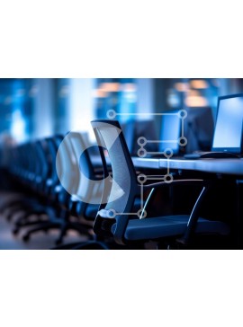 Intra Συλλεκτικό Ξύλινο Παζλ Plywood  4mm - Καρέκλες γραφείου με οθόνες υπολογιστών και πληκτρολόγια Σε Ξύλινο Κουτί - Διαστάσεις Puzzle: 10x10 cm – 25 κομμάτια