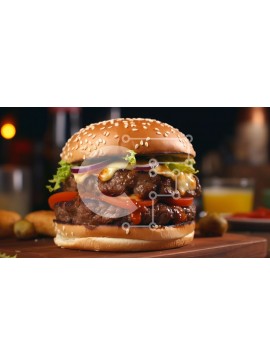 Σετ των 2 Intra Συλλεκτικό Ξύλινο Παζλ Plywood  4mm - Ζουμερό χάμπουργκερ με μοσχάρι, λιωμένο τυρί, μαρούλι, ντομάτα και πατάτες τηγανιτές Σε Ξύλινο Κουτί - Διαστάσεις: 10x10 cm – 25 κομμάτια