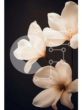 Σετ των 2 Intra Συλλεκτικό Ξύλινο Παζλ Plywood  4mm - Ανθισμένα λευκά λουλούδια σε ένα βάζο σε μαύρο φόντο Σε Ξύλινο Κουτί - Διαστάσεις: 10x10 cm – 25 κομμάτια