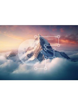 Intra Συλλεκτικό Ξύλινο Παζλ Plywood  4mm - Χιονισμένο βουνό καλυμμένο από σύννεφα Σε Ξύλινο Κουτί - Διαστάσεις: 10x10 cm – 25 κομμάτια