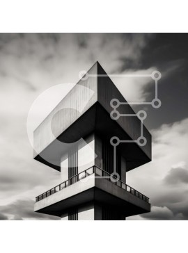 Intra Συλλεκτικό Ξύλινο Παζλ Plywood  4mm - Ψηλό κτήριο από σκυρόδεμα σε ανοιχτό πεδίο με τον πύργο του ρολογιού Σε Ξύλινο Κουτί - Διαστάσεις Puzzle: 10x10 cm – 25 κομμάτια