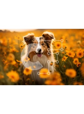 Σετ των 2 Intra Συλλεκτικό Ξύλινο Παζλ Plywood  4mm - Dog in Yellow Flower Field - Χαριτωμένες Φωτογραφίες Ζώων Σε Ξύλινο Κουτί - Διαστάσεις: 10x10 cm – 25 κομμάτια