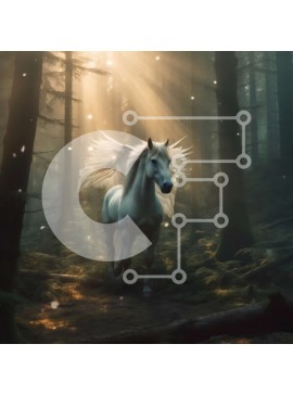 Intra Συλλεκτικό Ξύλινο Παζλ Plywood  4mm - Όμορφη εικόνα ενός λευκού αλόγου με φτερά σε ένα γαλήνιο δάσος Σε Ξύλινο Κουτί - Διαστάσεις: 10x10 cm – 25 κομμάτια