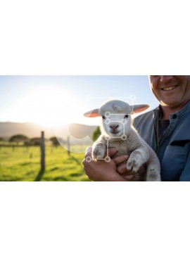 Intra Συλλεκτικό Ξύλινο Παζλ Plywood  4mm - Άνθρωπος με ένα μικρό αρνί στην αγκαλιά του Σε Ξύλινο Κουτί - Διαστάσεις: 10x10 cm – 25 κομμάτια