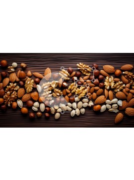 Σετ των 2 Intra Συλλεκτικό Ξύλινο Παζλ Plywood  4mm - Ποικιλία ξηρών καρπών σε ξύλινο τραπέζι Σε Ξύλινο Κουτί - Διαστάσεις: 10x10 cm – 25 κομμάτια