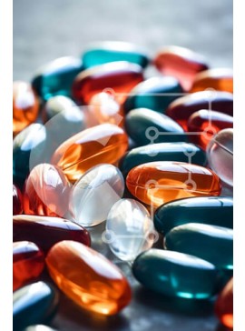 Intra Συλλεκτικό Ξύλινο Παζλ Plywood  4mm - Πολύχρωμες κάψουλες χαπιών σε ένα τραπέζι Σε Ξύλινο Κουτί - Διαστάσεις Puzzle: 10x10 cm – 25 κομμάτια