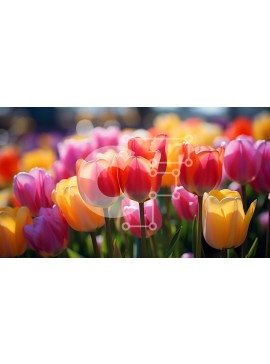 Intra Συλλεκτικό Ξύλινο Παζλ Plywood  4mm - Πεδίο με πολύχρωμες τουλίπες σε πλήρη άνθιση Σε Ξύλινο Κουτί - Διαστάσεις: 10x10 cm – 25 κομμάτια