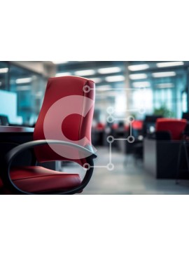 Intra Συλλεκτικό Ξύλινο Παζλ Plywood  4mm - Κόκκινη καρέκλα γραφείου σε κενό χώρο γραφείου Σε Ξύλινο Κουτί - Διαστάσεις Puzzle: 10x10 cm – 25 κομμάτια