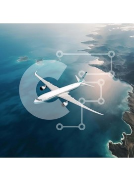 Intra Συλλεκτικό Ξύλινο Παζλ Plywood  4mm - Μεγάλο λευκό αεροπλάνο που πετά πάνω από τον ωκεανό σε εναέρια άποψη Σε Ξύλινο Κουτί - Διαστάσεις Puzzle: 10x10 cm – 25 κομμάτια