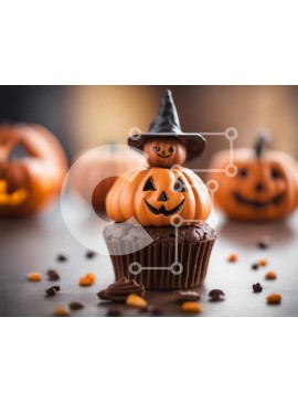 Σετ των 2 Intra Συλλεκτικό Ξύλινο Παζλ Plywood  4mm - Cupcake σοκολάτας με διακοσμητικά κολοκύθας Σε Ξύλινο Κουτί - Διαστάσεις: 10x10 cm – 25 κομμάτια
