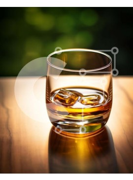 Σετ των 2 Intra Συλλεκτικό Ξύλινο Παζλ Plywood  4mm - Ποτήρι ουίσκι με παγάκια σε δρύινο τραπέζι Σε Ξύλινο Κουτί - Διαστάσεις: 10x10 cm – 25 κομμάτια