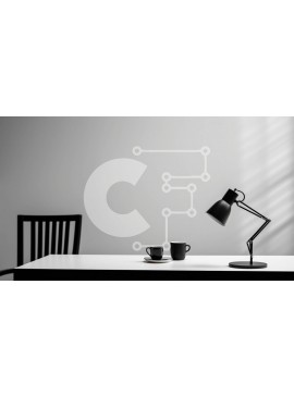 Intra Συλλεκτικό Ξύλινο Παζλ Plywood  4mm - Γραφείο με μαύρο φωτιστικό, λευκή κούπα και φλιτζάνι καφέ Σε Ξύλινο Κουτί - Διαστάσεις Puzzle: 10x10 cm – 25 κομμάτια