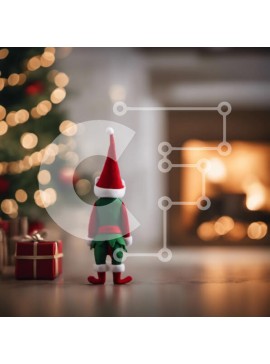 Intra Συλλεκτικό Ξύλινο Παζλ Plywood  4mm - Παιχνίδι ξωτικό μπροστά στο τζάκι με χριστουγεννιάτικα στολίδια και δώρα Σε Ξύλινο Κουτί - Διαστάσεις: 10x10 cm – 25 κομμάτια