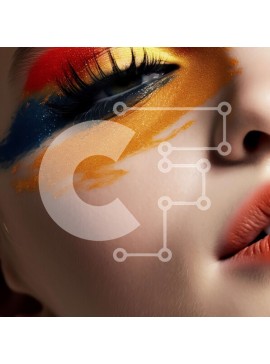 Σετ των 2 Intra Συλλεκτικό Ξύλινο Παζλ Plywood  4mm - Εκπληκτική εικόνα μιας γυναίκας με έντονο μακιγιάζ και ψεύτικες βλεφαρίδες Σε Ξύλινο Κουτί - Διαστάσεις: 10x10 cm – 25 κομμάτια