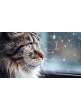 Intra Συλλεκτικό Ξύλινο Παζλ Plywood  4mm - Κοντινό πλάνο του προσώπου της γάτας που κοιτάζει έξω από ένα παράθυρο Σε Ξύλινο Κουτί - Διαστάσεις: 10x10 cm – 25 κομμάτια