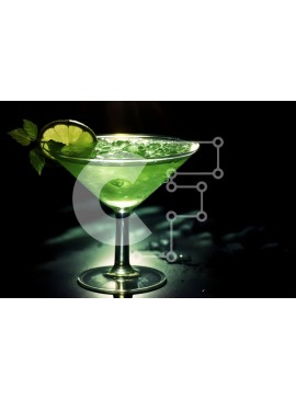 Σετ των 2 Intra Συλλεκτικό Ξύλινο Παζλ Plywood  4mm - Δροσιστικό πράσινο κοκτέιλ με λάιμ σε ποτήρι Martini Σε Ξύλινο Κουτί - Διαστάσεις: 10x10 cm – 25 κομμάτια