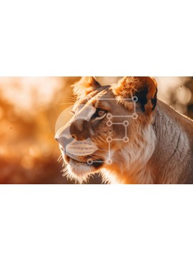 Intra Συλλεκτικό Ξύλινο Παζλ Plywood  4mm - Κοντινό πλάνο του λιονταριού που κοιτάζει επίμονα τον ήλιο Σε Ξύλινο Κουτί - Διαστάσεις: 10x10 cm – 25 κομμάτια