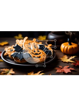 Σετ των 2 Intra Συλλεκτικό Ξύλινο Παζλ Plywood  4mm - Μπισκότα με θέμα το Halloween με σχήματα νυχτερίδας και κολοκύθας Σε Ξύλινο Κουτί - Διαστάσεις: 10x10 cm – 25 κομμάτια