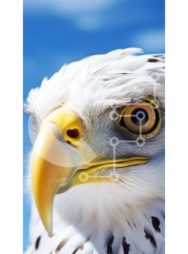 Σετ των 2 Intra Συλλεκτικό Ξύλινο Παζλ Plywood  4mm - Κοντινό πλάνο του προσώπου ενός αετού ενάντια σε έναν μπλε ουρανό Σε Ξύλινο Κουτί - Διαστάσεις: 10x10 cm – 25 κομμάτια