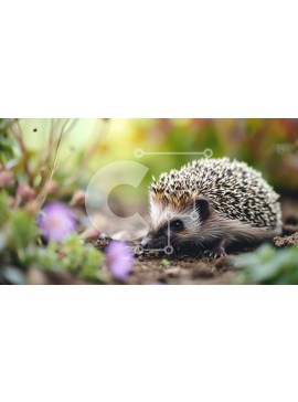 Intra Συλλεκτικό Ξύλινο Παζλ Plywood  4mm - Μικρός σκαντζόχοιρος σε έναν κήπο με μοβ λουλούδια Σε Ξύλινο Κουτί - Διαστάσεις: 10x10 cm – 25 κομμάτια