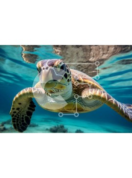 Intra Συλλεκτικό Ξύλινο Παζλ Plywood  4mm - Εκπληκτική εικόνα μιας θαλάσσιας χελώνας στο φυσικό της περιβάλλον Σε Ξύλινο Κουτί - Διαστάσεις: 10x10 cm – 25 κομμάτια