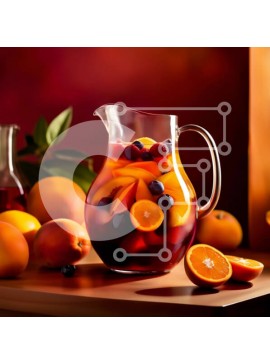 Σετ των 2 Intra Συλλεκτικό Ξύλινο Παζλ Plywood  4mm - Νόστιμη εικόνα της Sangria με φρέσκα φρούτα και θέα στο ηλιοβασίλεμα Σε Ξύλινο Κουτί - Διαστάσεις: 10x10 cm – 25 κομμάτια