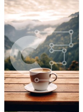 Σετ των 2 Intra Συλλεκτικό Ξύλινο Παζλ Plywood  4mm - Φλιτζάνι καφέ με θέα στο βουνό Σε Ξύλινο Κουτί - Διαστάσεις: 10x10 cm – 25 κομμάτια