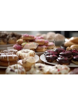 Σετ των 2 Intra Συλλεκτικό Ξύλινο Παζλ Plywood  4mm - Νόστιμη ποικιλία από ντόνατς σε ένα τραπέζι Σε Ξύλινο Κουτί - Διαστάσεις: 10x10 cm – 25 κομμάτια