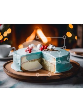 Σετ των 2 Intra Συλλεκτικό Ξύλινο Παζλ Plywood  4mm - Λευκό κέικ με μπλε γλάσο σε ξύλινη σανίδα Σε Ξύλινο Κουτί - Διαστάσεις: 10x10 cm – 25 κομμάτια