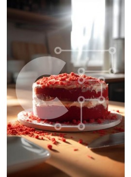 Σετ των 2 Intra Συλλεκτικό Ξύλινο Παζλ Plywood  4mm - Νόστιμο κέικ Red Velvet με κρέμα τυριού και ζάχαρη άχνη Σε Ξύλινο Κουτί - Διαστάσεις: 10x10 cm – 25 κομμάτια