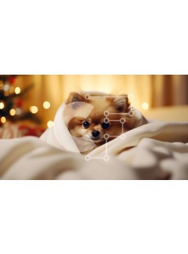 Σετ των 2 Intra Συλλεκτικό Ξύλινο Παζλ Plywood  4mm - Χαριτωμένο σκυλί Pomeranian που κοιμάται στο κρεβάτι Σε Ξύλινο Κουτί - Διαστάσεις: 10x10 cm – 25 κομμάτια