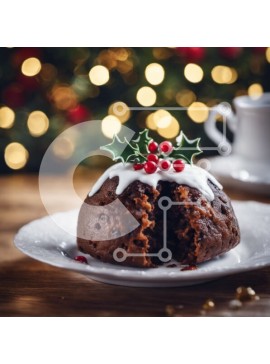 Σετ των 2 Intra Συλλεκτικό Ξύλινο Παζλ Plywood  4mm - Γιορτινό κέικ σοκολάτας με γλάσο και φύλλα πουρνάρι Σε Ξύλινο Κουτί - Διαστάσεις: 10x10 cm – 25 κομμάτια