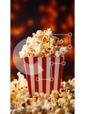 Intra Συλλεκτικό Ξύλινο Παζλ Plywood  4mm - Μπολ με ποπ κορν σε μια κόκκινη και λευκή ριγέ χάρτινη τσάντα σε σκούρο φόντο Σε Ξύλινο Κουτί - Διαστάσεις: 10x10 cm – 25 κομμάτια