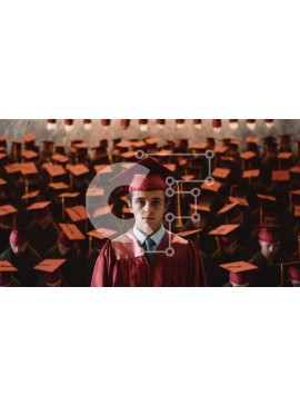 Intra Συλλεκτικό Ξύλινο Παζλ Plywood  4mm - Συναρπαστική στιγμή ενός νεαρού άνδρα με κόκκινο φόρεμα και κονίαμα στην τελετή αποφοίτησης Σε Ξύλινο Κουτί - Διαστάσεις Puzzle: 10x10 cm – 25 κομμάτια