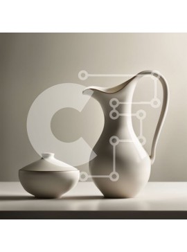 Intra Συλλεκτικό Ξύλινο Παζλ Plywood  4mm - Όμορφη λευκή κεραμική στάμνα και μπολ σε ένα τραπέζι Σε Ξύλινο Κουτί - Διαστάσεις Puzzle: 10x10 cm – 25 κομμάτια