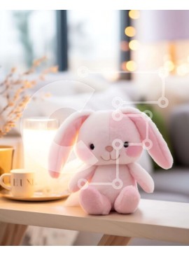 Intra Συλλεκτικό Ξύλινο Παζλ Plywood  4mm - Ζώο με ροζ λαγουδάκι στο τέλος του τραπεζιού στο σαλόνι Σε Ξύλινο Κουτί - Διαστάσεις Puzzle: 10x10 cm – 25 κομμάτια