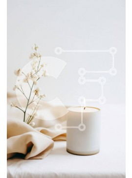 Intra Συλλεκτικό Ξύλινο Παζλ Plywood  4mm - Λευκό κερί σε μπεζ τραπεζομάντιλο με λευκό λουλούδι Σε Ξύλινο Κουτί - Διαστάσεις Puzzle: 10x10 cm – 25 κομμάτια